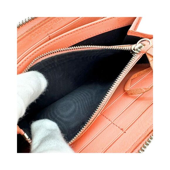 Pre Loved Balenciaga Classic Continental Zip Wallet Coral Women Orange - Picture 6 of 8